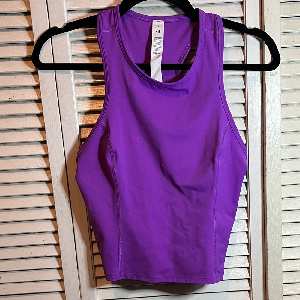Lululemon Nulux Racerback Cropped Run Tank Top Size 8 Atomic Purple